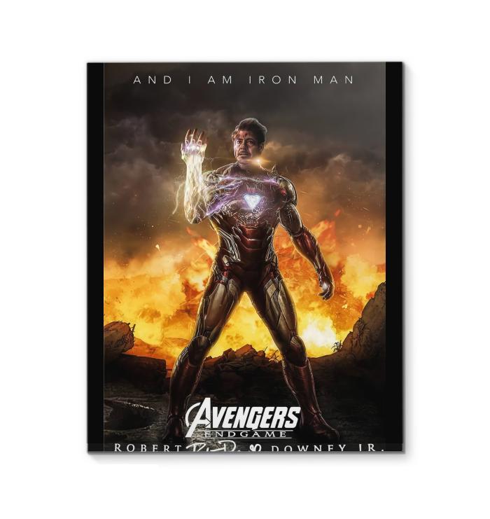 And I Am Iron Man Avengers Endgame Robert Downey Jr Signed Canvas