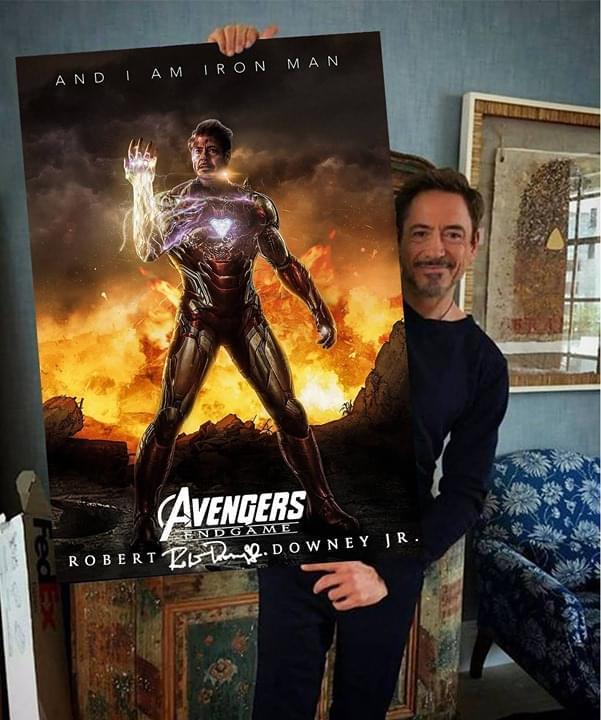 And I Am Iron Man Avengers Endgame Robert Downey Jr Signed Poster Canvas