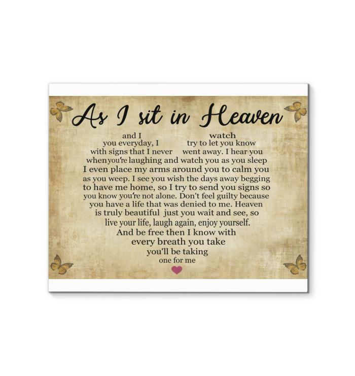 As I Sit In Heaven Heart Typography Canvas