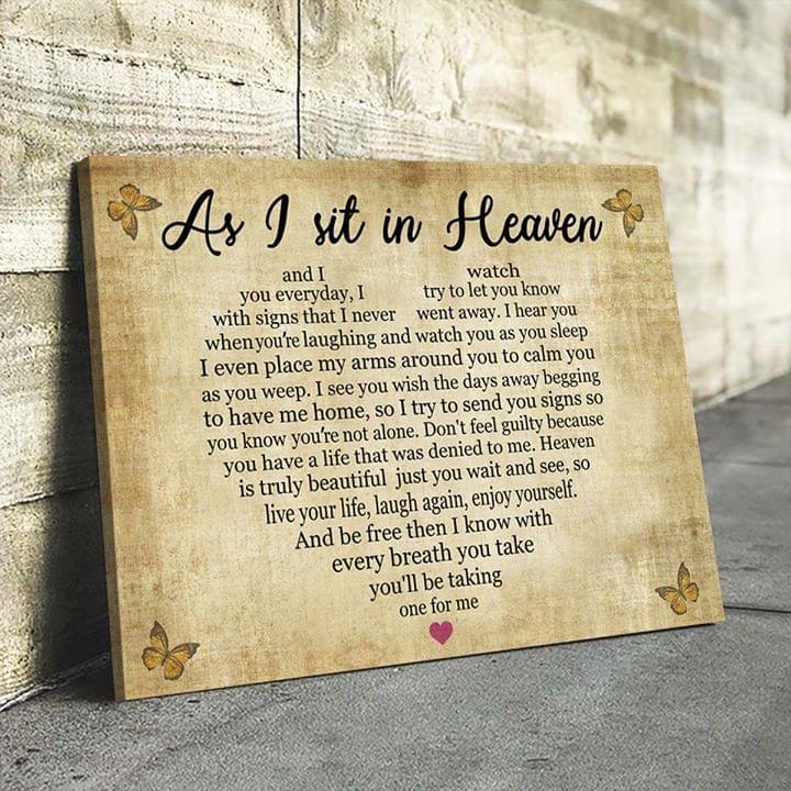 As I Sit In Heaven Heart Typography Poster Canvas