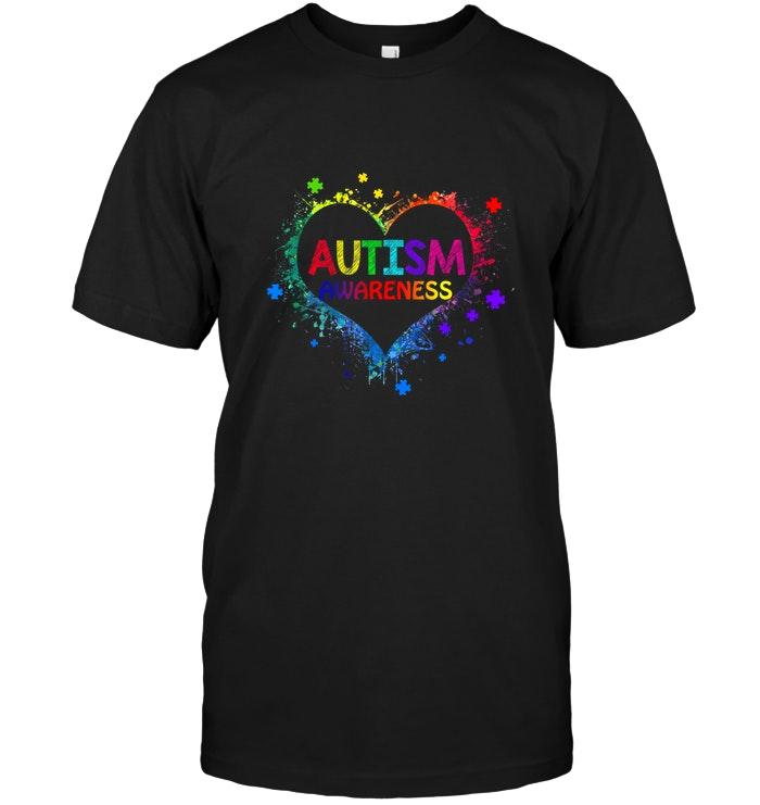 Autism Color Heart Navy T Shirt