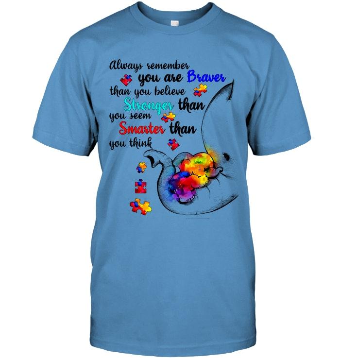 Autism Elephant Always Smart Thank You Think Ash T Shirt
