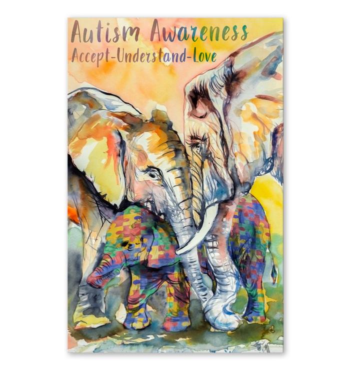 Autism Elephant Awareness Accept  Understand Love Poster