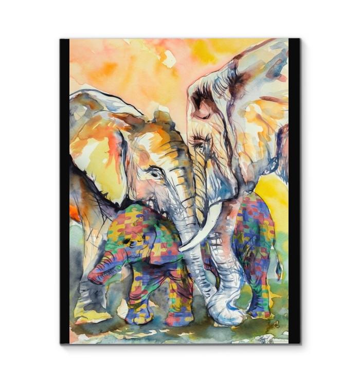 Autism Elephant Family Canvas