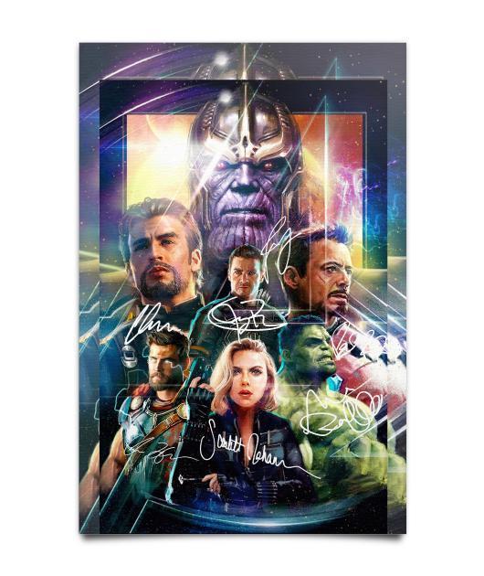 Avenger Endgame Superheroes & Thanos Signed Poster Canvas