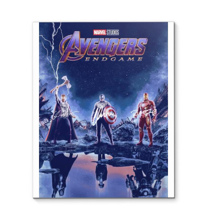 Avenger Endgame Thor Captain America Iron Man Signed Canvas