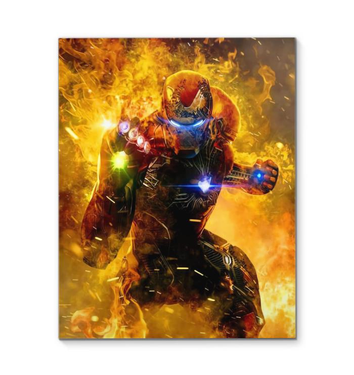 Avengers Iron Man Infinity Gauntlet In Flame Canvas