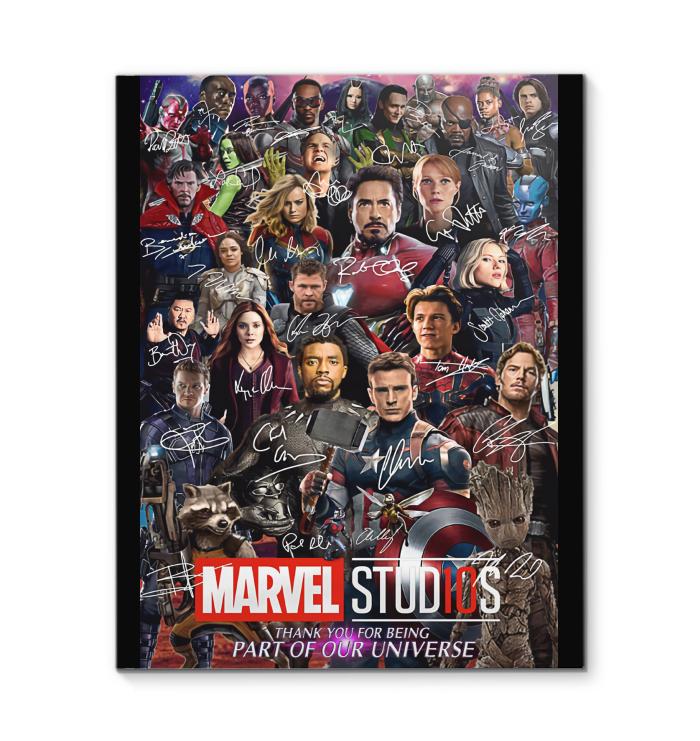 Avengers Marvel Studio Thank You For Being Part Of Our Universe Signed Canvas