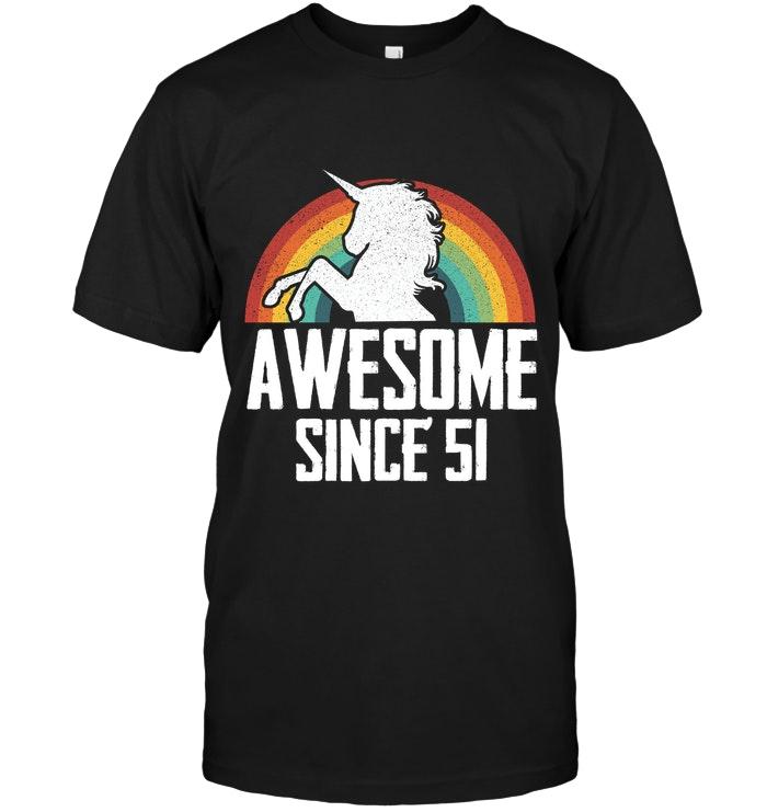 Awesome Unicorn Since 51 Black T Shirt