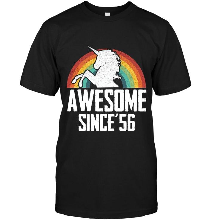 Awesome Unicorn Since 56 Black T Shirt