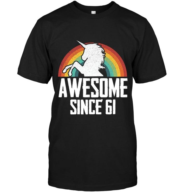 Awesome Unicorn Since 61 Black T Shirt