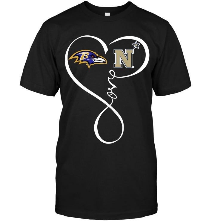 Baltimore Ravens  Navy Midshipmen Love Heart Shirt