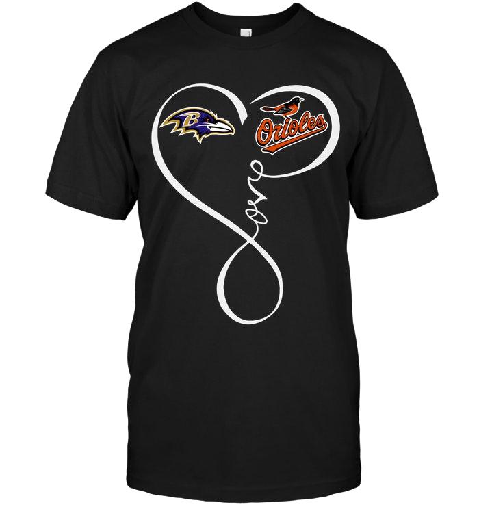 Baltimore Ravens Baltimore Orioles Love Heart Shirt