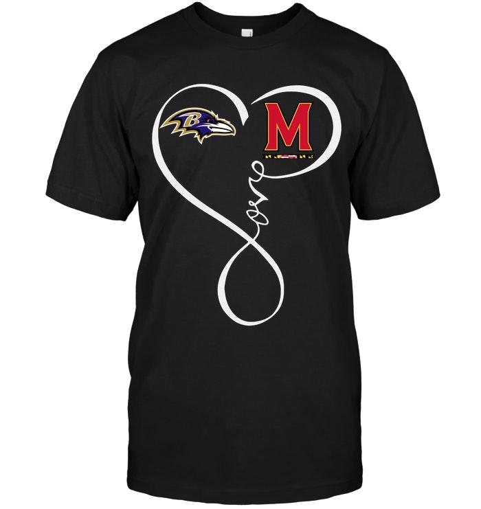 Baltimore Ravens Maryland Terrapins Love Heart Shirt