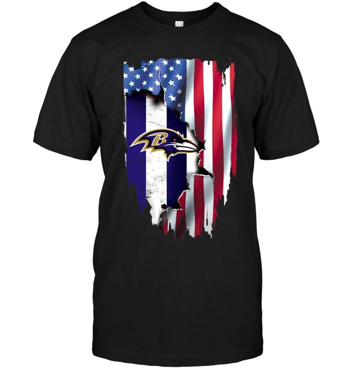 Baltimore Ravens Flag Ripped American Flag Shirt