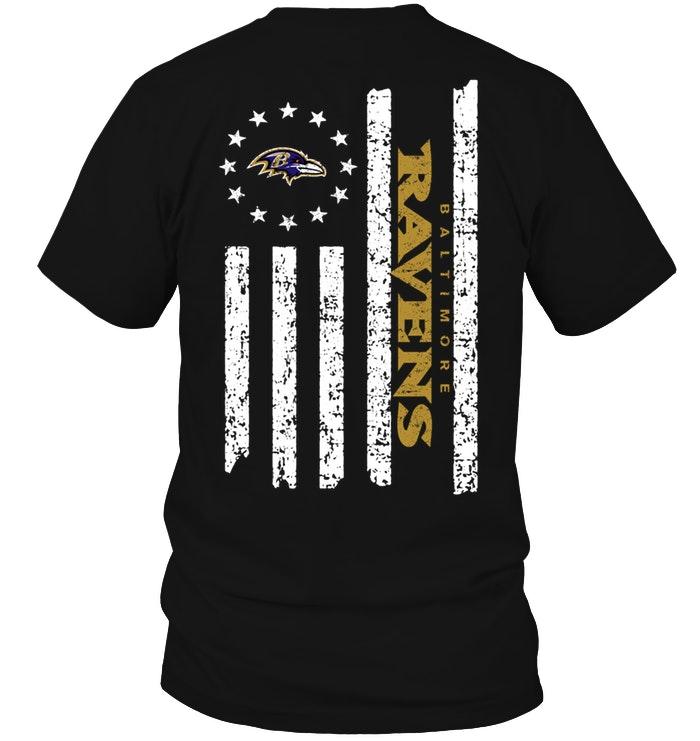 Baltimore Ravens Star American Flag On Back Shirt