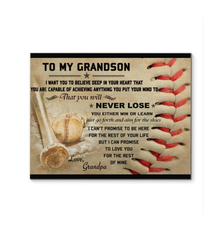Baseball To Grandson I Promise To Love You For The Rest Of My Life Canvas