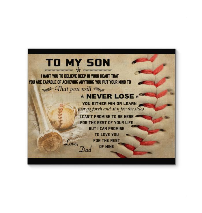 Baseball To Son Believe In Your Heart Capable Of Achieving Anything You Put Your Mind To Canvas