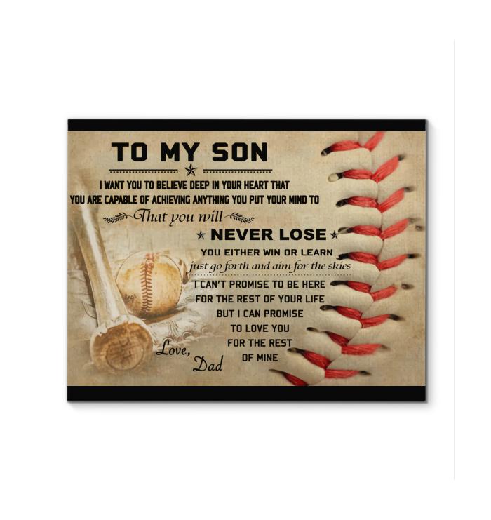 Baseball To Son You Never Lose You Either Win Or Learn Canvas New Style