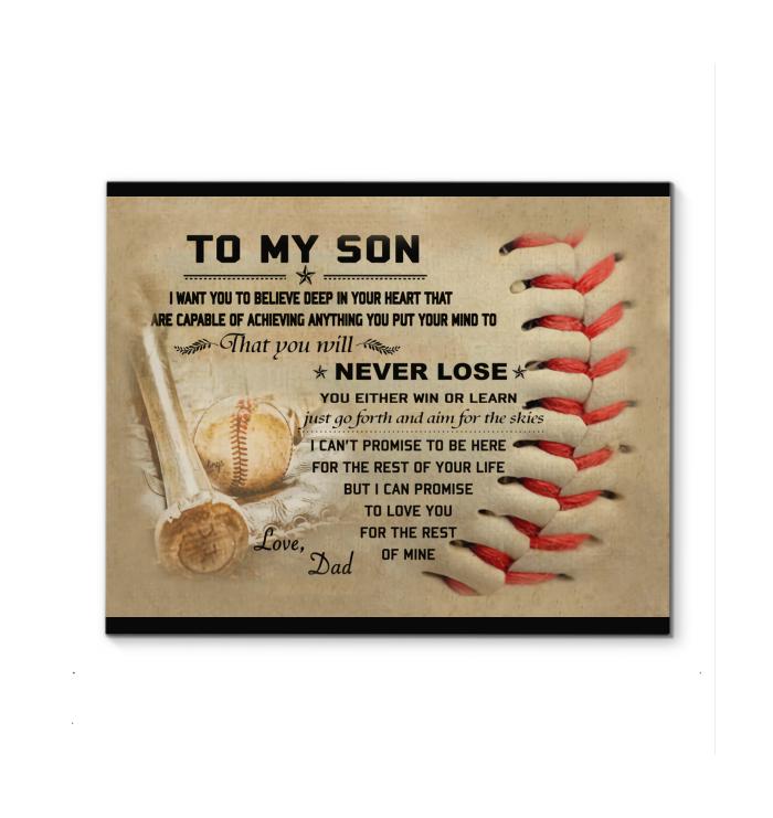 Baseball To Son You Never Lose You Either Win Or Learn Canvas