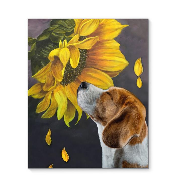 Beagle Sunflower Canvas