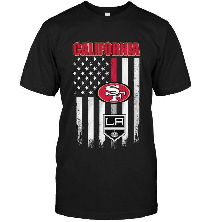 California San Francisco 49ers Los Angeles Kings American Flag Shirt