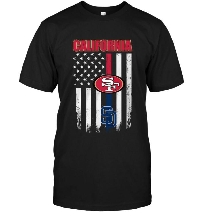 California San Francisco 49ers San Diego Padres American Flag Shirt