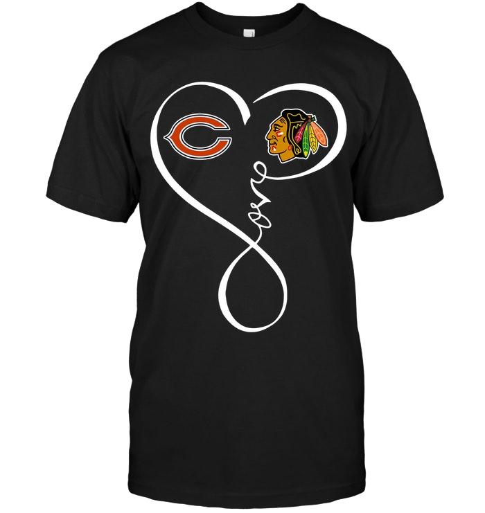 Chicago Bears Chicago Blackhawks Love Heart Shirt