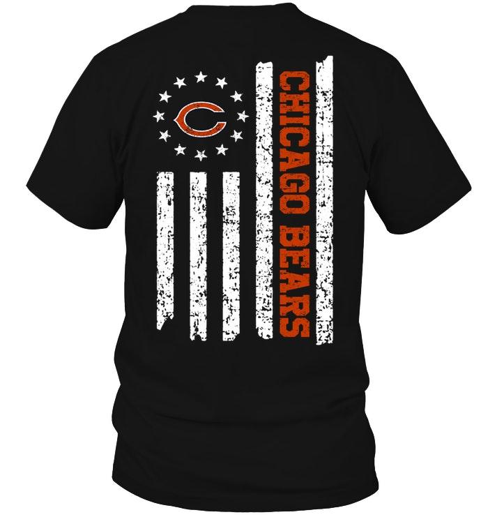 Chicago Bears Star American Flag On Back Shirt