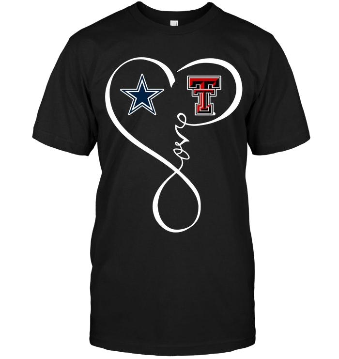 Dallas Cowboys Texas Tech Red Raiders Love Heart Shirt