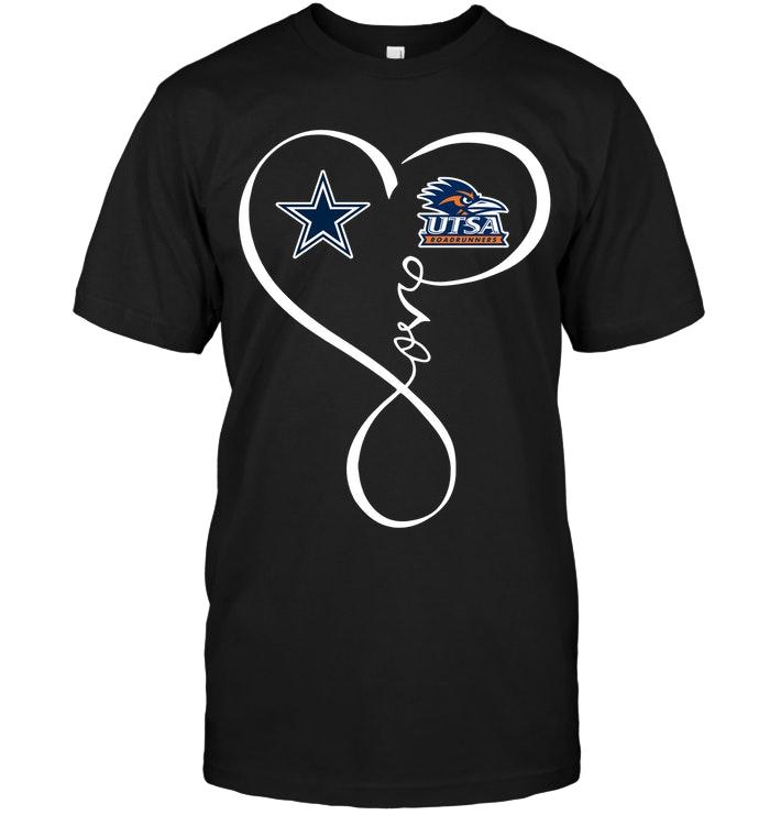 Dallas Cowboys Utsa Roadrunners Love Heart Shirt
