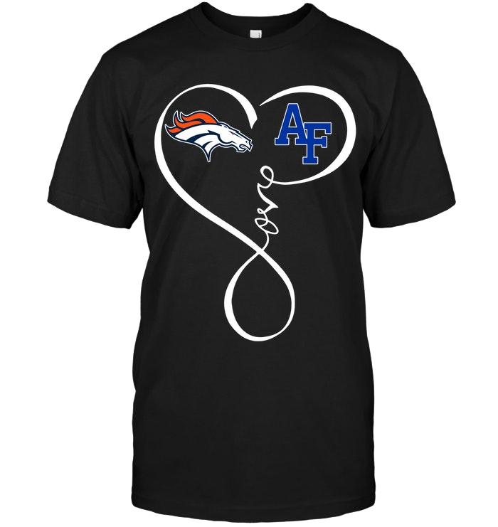 Denver Broncos Air Force Falcons Love Heart Shirt