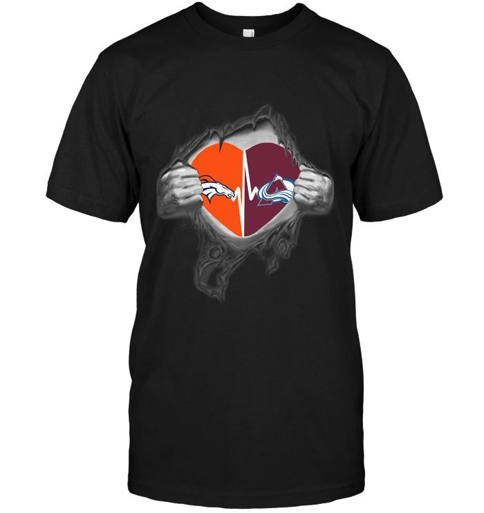 Denver Broncos Colorado Avalanche Love Heartbeat Ripped Shirt