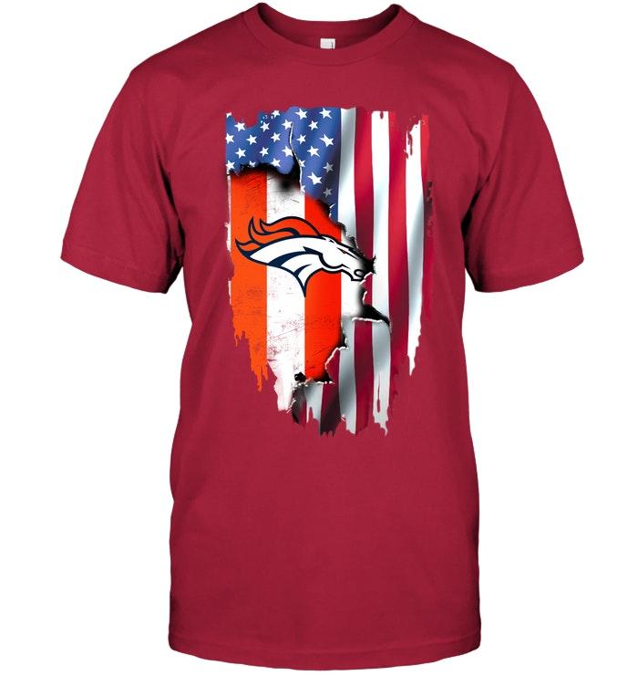 Denver Broncos Flag Ripped American Flag Shirt