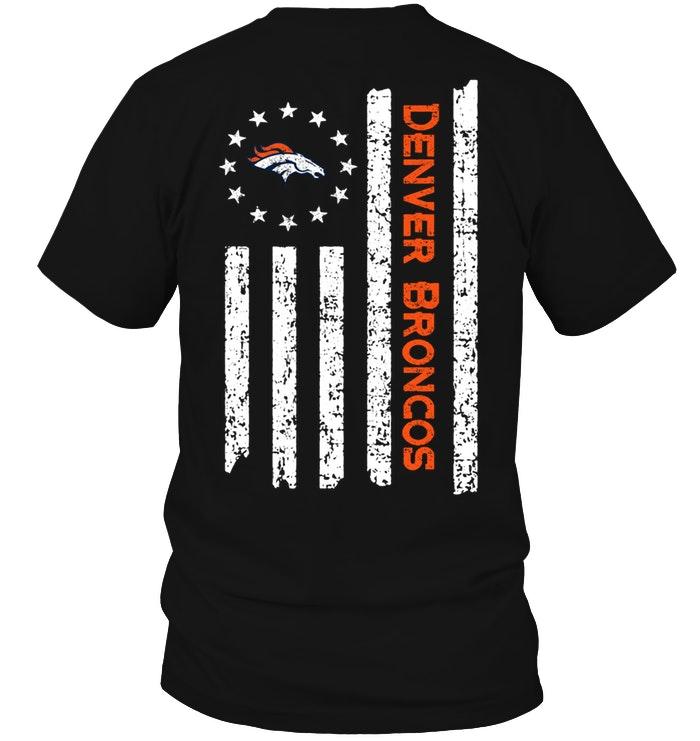 Denver Broncos Star American Flag On Back Shirt