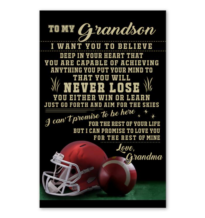 Football Grandma To Grandson Believe Capable Of Achieving Anything Poster