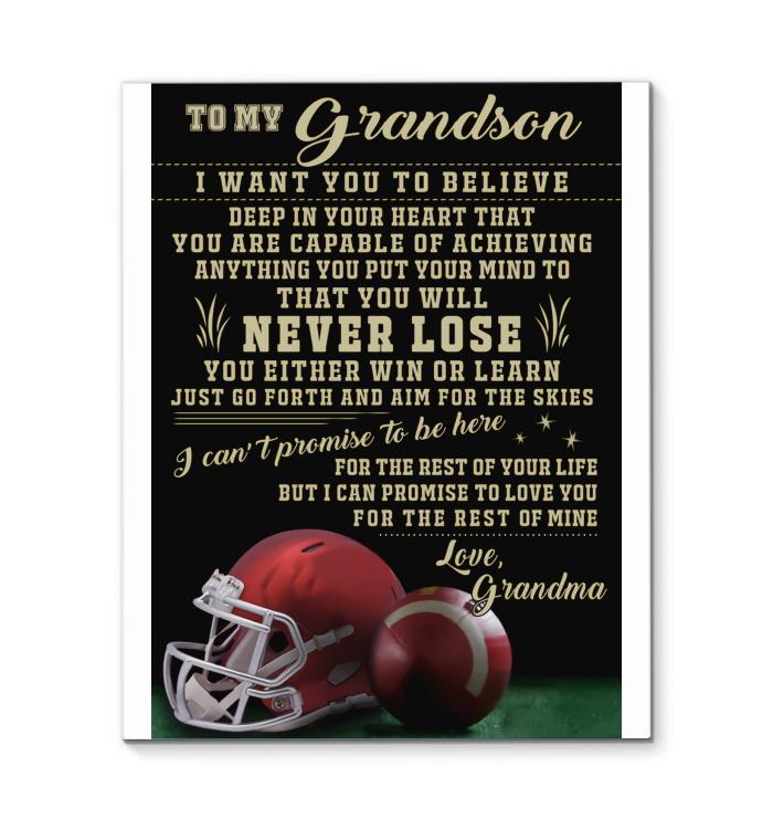 Football Grandma To Grandson Love You For The Rest Of My Life Canvas