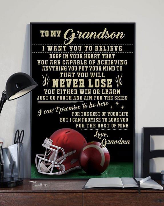 Football Grandpa To Grandson Believe Capable Of Achieving Anything Poster Canvas
