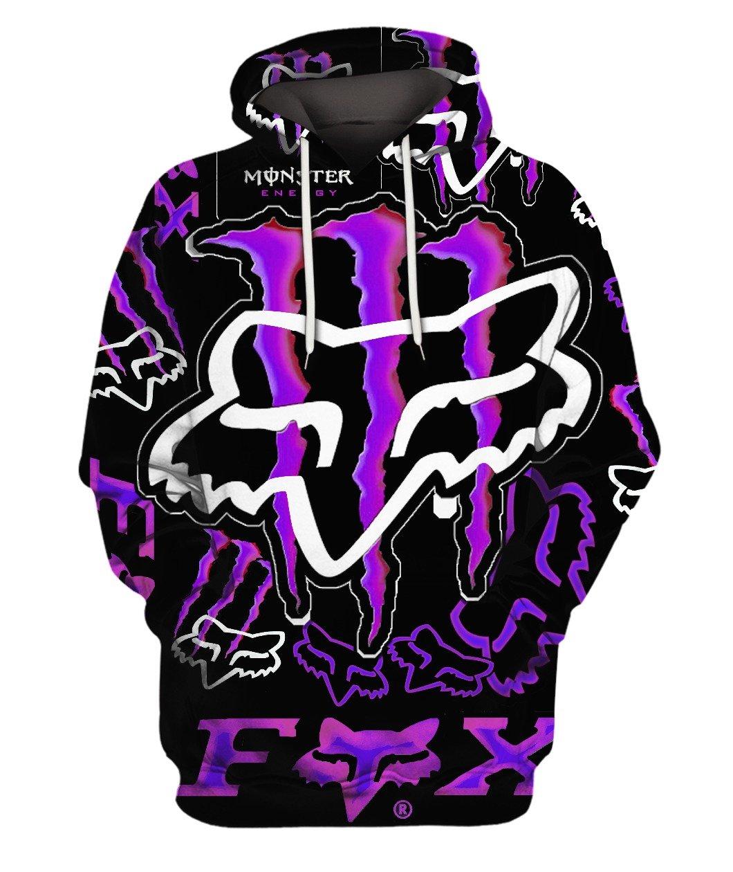 Fox Monster Energy Purple 3d Full Print Hoodie