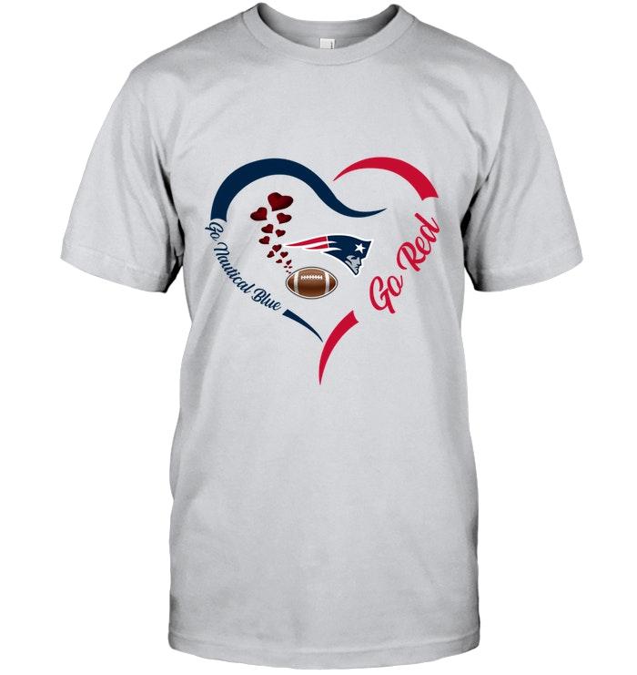 Go Nautical Blue Go Red New England Patriots Fan Heart Shirt