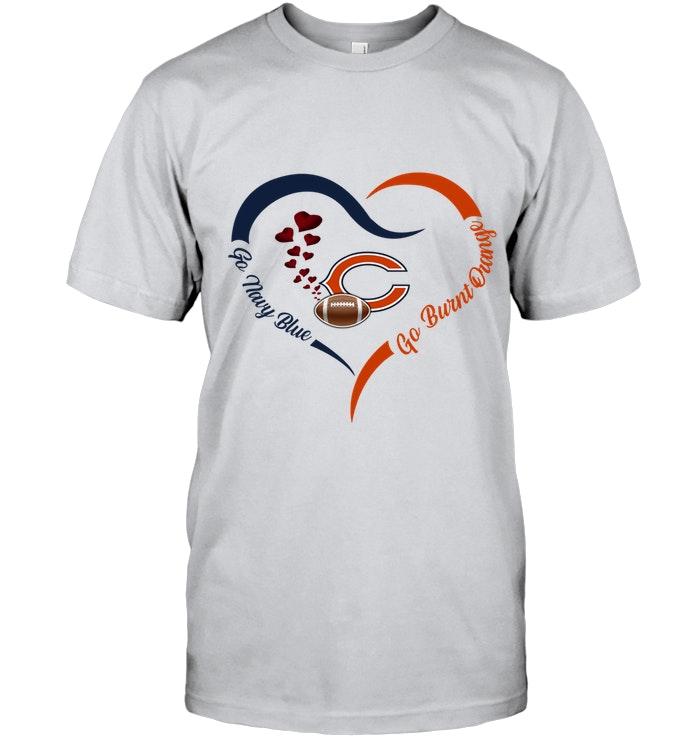 Go Navy Blue Go Burnt Orange Chicago Bears Fan Heart Shirt