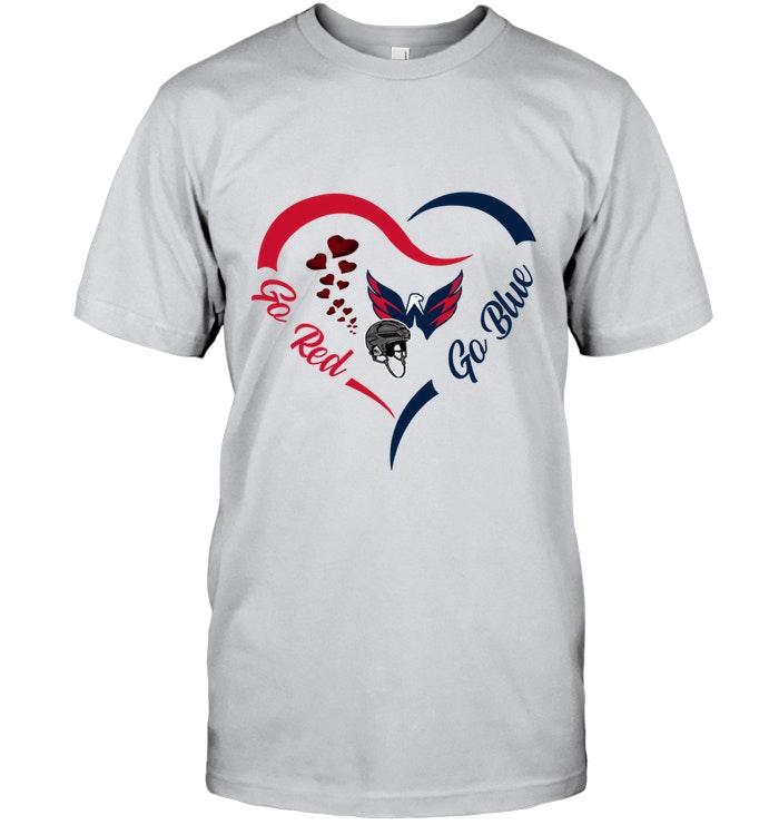 Go Red Go Blue Washington Capitals Fan Heart Shirt