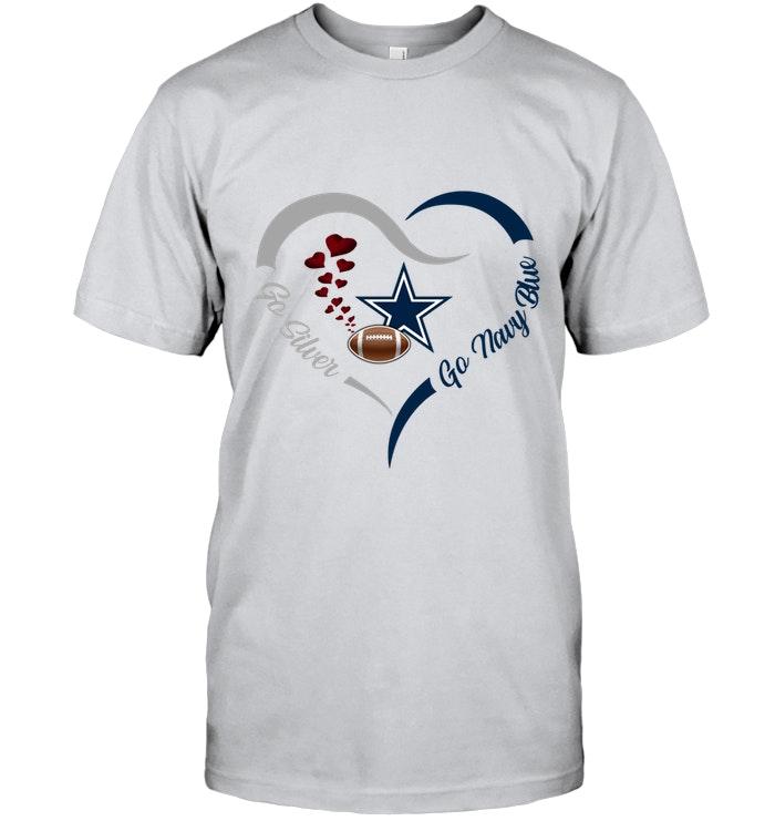 Go Silver Go Navy Blue Dallas Cowboys Fan Heart Shirt