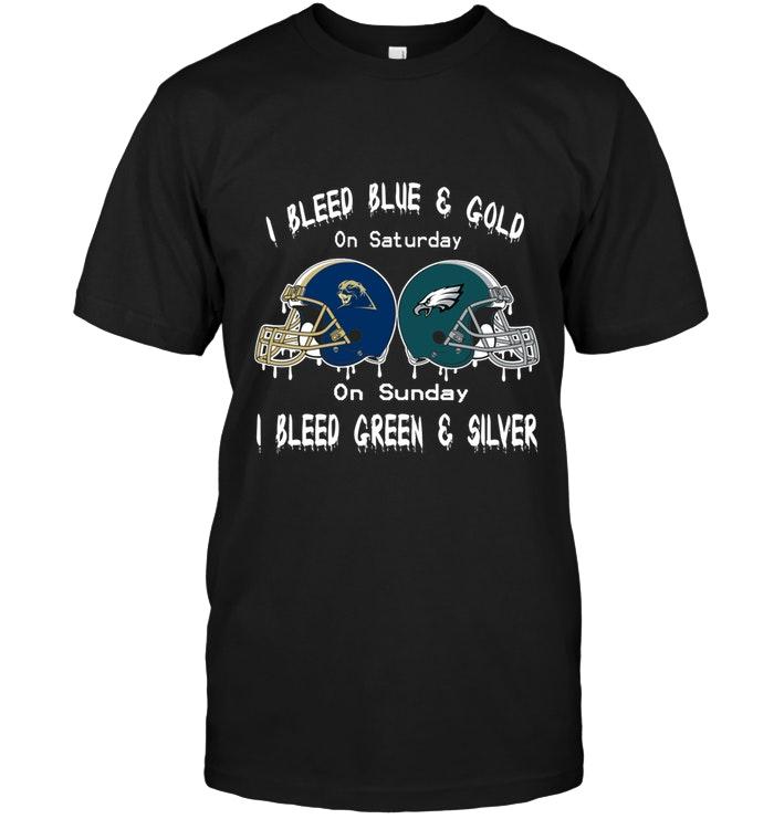 I Bleed Pittsburgh Panthers Gold & Blue On Saturday Sunday I Bleed Philadelphia Eagles Green & Silver Shirt