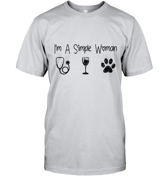 Im Simple Woman Loves Scope Wine And Dog Shirt