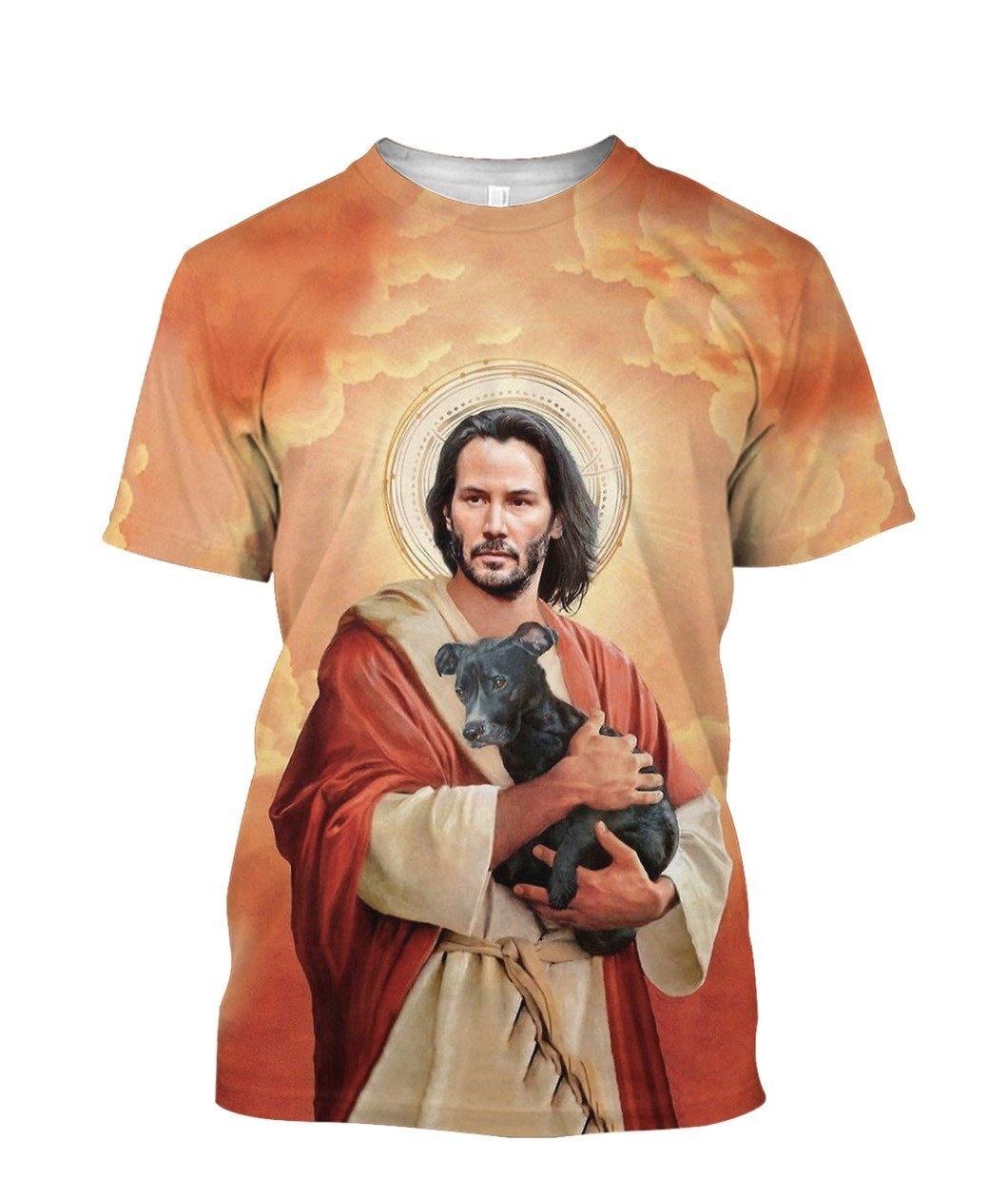 Jesus Saint Keanu Reeves John Wick Dog 3d Printed Shirt