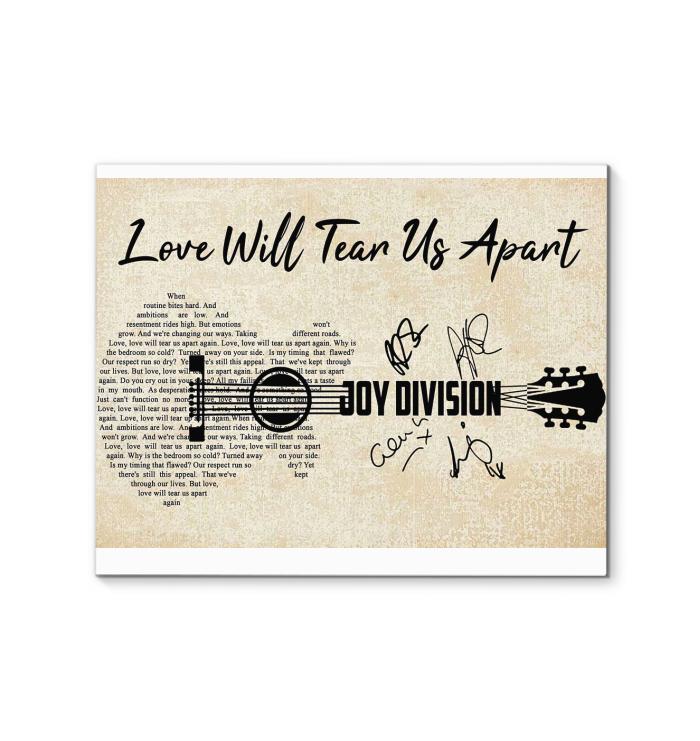 Joy Division Love Will Tear Us Apart Lyric Guitar Typography Signed Canvas