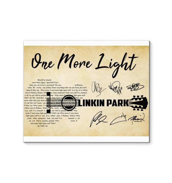 Linkin Park One More Light Lyric Typography Guitar Signed Canvas