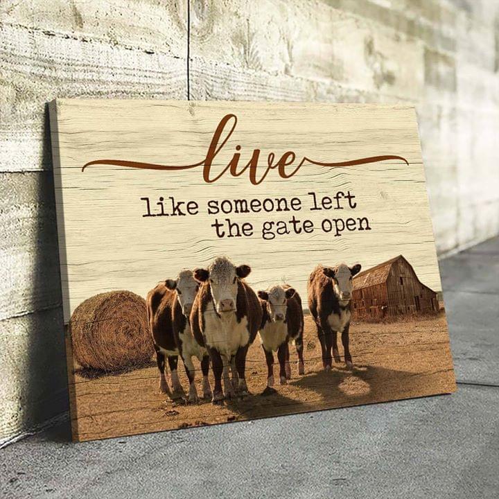 Live Like Someone Left The Gate Open Heifer Farming Poster Canvas