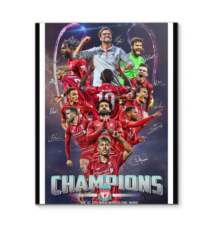 Liverpool Fc Players Champions 2019 Signed Canvas